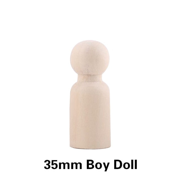 10pc Wooden Doll 65mm-35mm Wooden Blank Peg Dolls Girl Boy DIY Unfinished Doll Maple Rodent Handmade Baby Product Christmas Gift