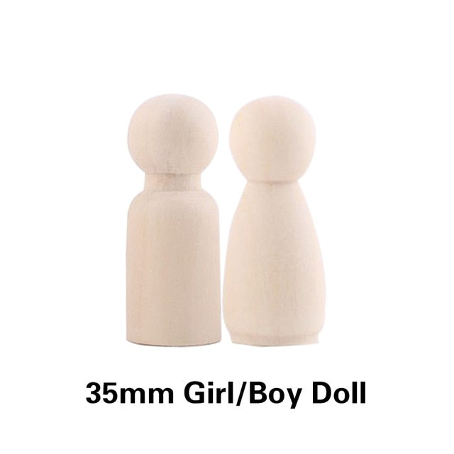 10pc Wooden Doll 65mm-35mm Wooden Blank Peg Dolls Girl Boy DIY Unfinished Doll Maple Rodent Handmade Baby Product Christmas Gift