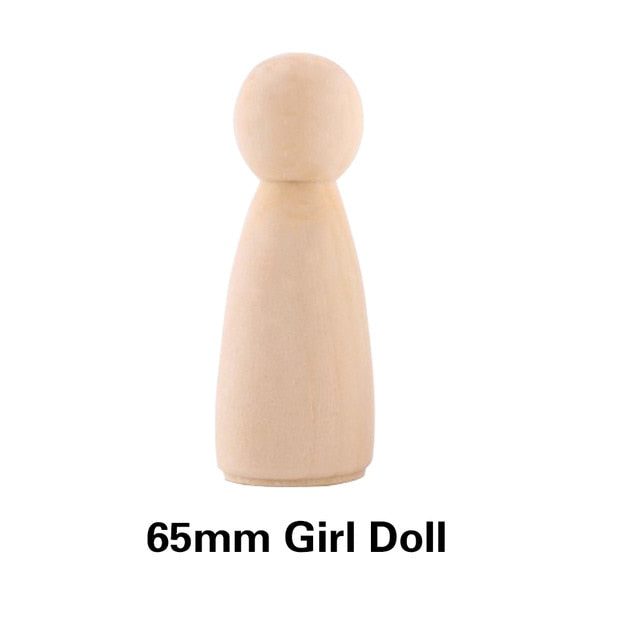 10pc Wooden Doll 65mm-35mm Wooden Blank Peg Dolls Girl Boy DIY Unfinished Doll Maple Rodent Handmade Baby Product Christmas Gift