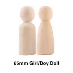 10pc Wooden Doll 65mm-35mm Wooden Blank Peg Dolls Girl Boy DIY Unfinished Doll Maple Rodent Handmade Baby Product Christmas Gift