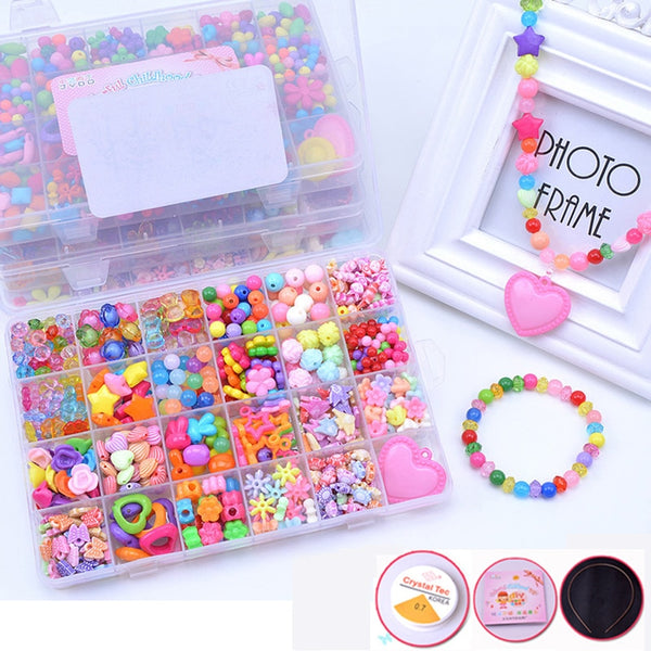 Handmade Beaded Toy with Accessory Set Children Creative 24 Grid Girl Jewelry