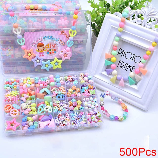 Handmade Beaded Toy with Accessory Set Children Creative 24 Grid Girl Jewelry