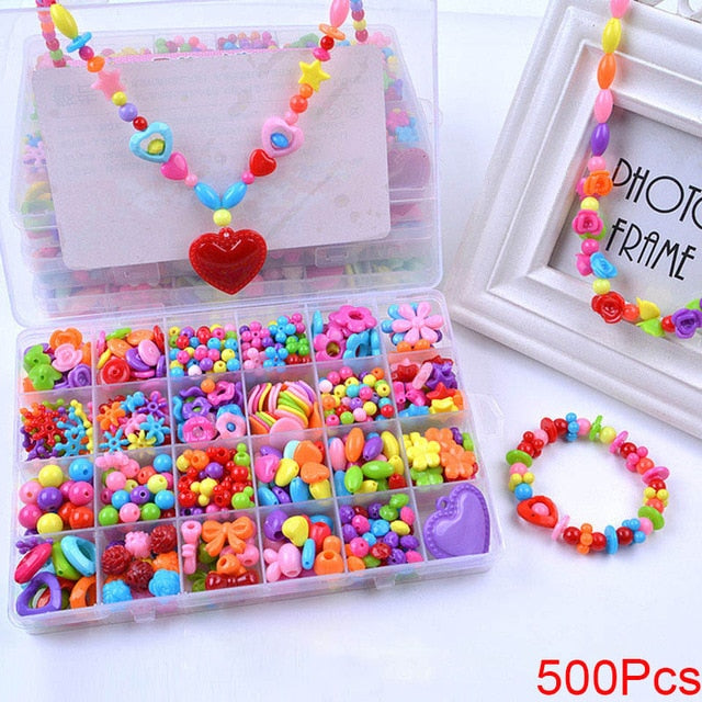 Handmade Beaded Toy with Accessory Set Children Creative 24 Grid Girl Jewelry