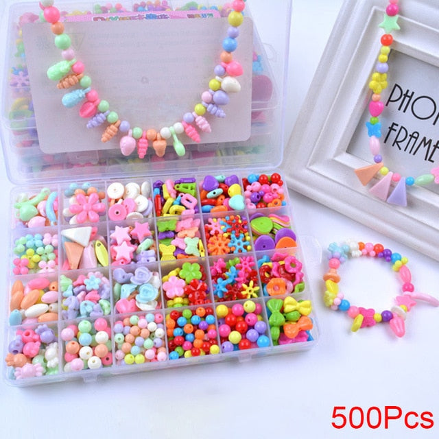 Handmade Beaded Toy with Accessory Set Children Creative 24 Grid Girl Jewelry