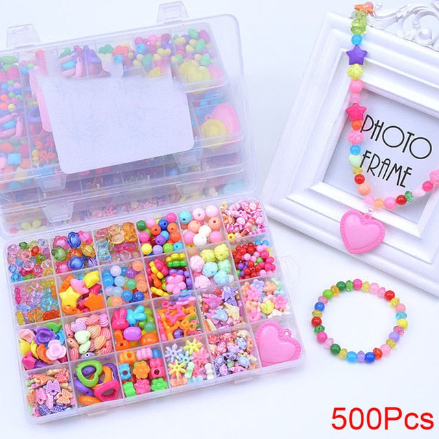 Handmade Beaded Toy with Accessory Set Children Creative 24 Grid Girl Jewelry