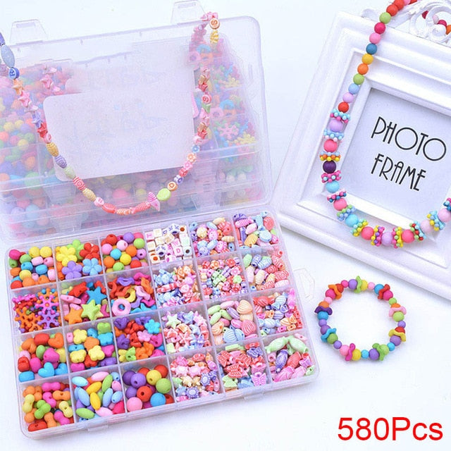 Handmade Beaded Toy with Accessory Set Children Creative 24 Grid Girl Jewelry