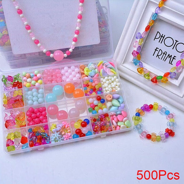 Handmade Beaded Toy with Accessory Set Children Creative 24 Grid Girl Jewelry