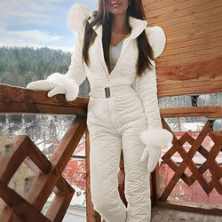 Fashion One Piece Ski Jumpsuit Casual Thick Winter Warm Woman's