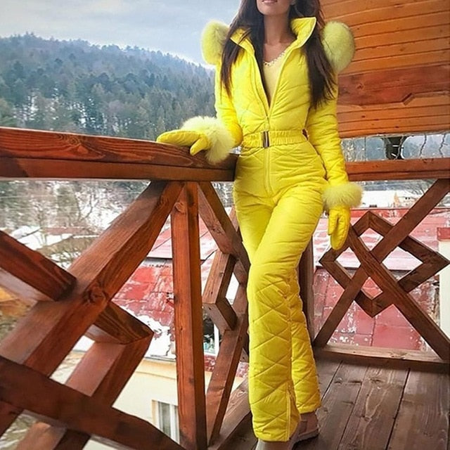 Fashion One Piece Ski Jumpsuit Casual Thick Winter Warm Woman's