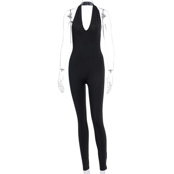 Bodycon Halter Women Long Jumpsuits Skinny Backless