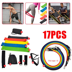 17 Pcs/Set Latex Resistance Bands Crossfit Training Exercise Yoga Tubes Pull Rope,Rubber Expander Elastic Bands Fitness with Bag