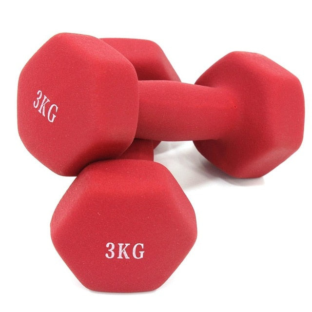 Dumbbells plastic for women, dumbbell Fitness lasting, with style, smooth surface, from 3 kilos, portable optional, 2 pieces