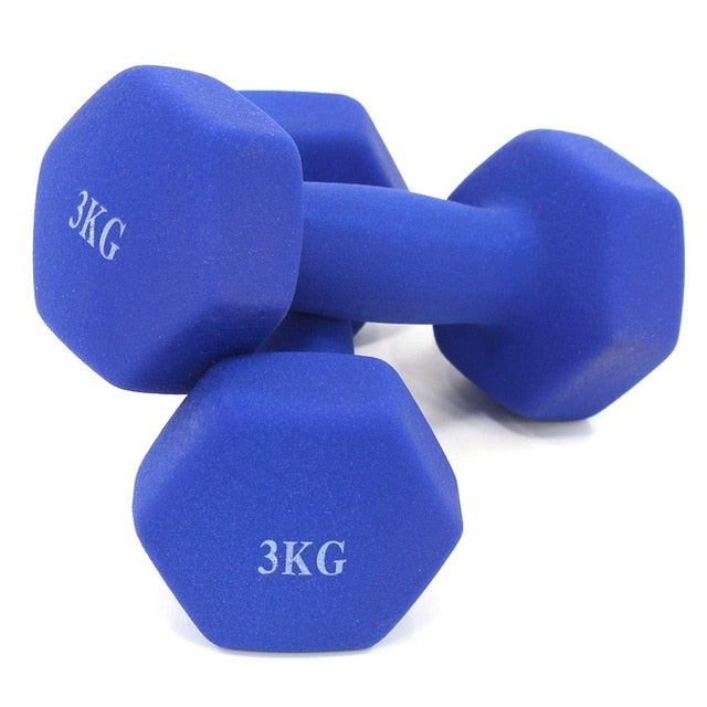 Dumbbells plastic for women, dumbbell Fitness lasting, with style, smooth surface, from 3 kilos, portable optional, 2 pieces